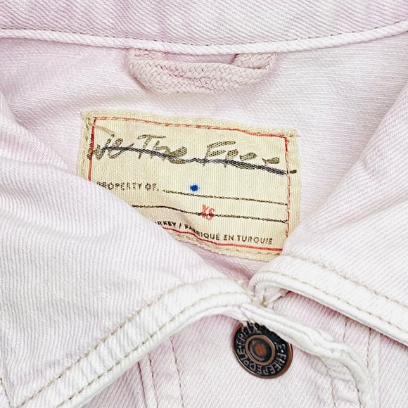 FREE PEOPLE — STAR CROSSED BOXY DENIM JACKET, LIGHT PINK SORBET, SIZE US XS - Picture 7 of 12